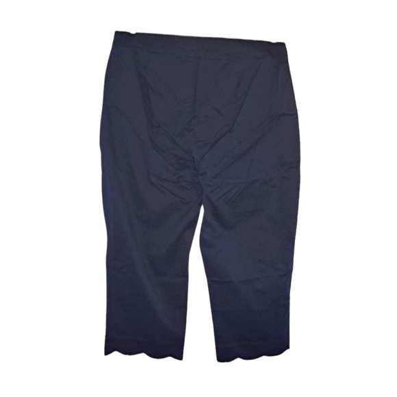 NEW Kim Rogers Navy Blue Capris Pants with Scalloped Hem Size 6 - Picture 2 of 7